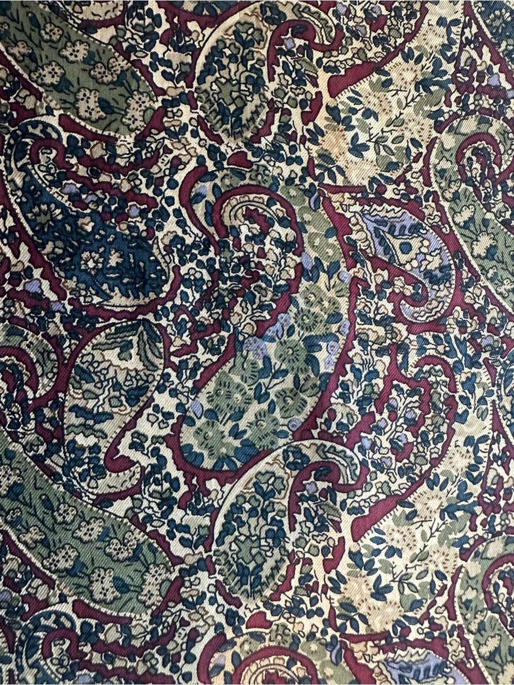 Echos (Club Z) — Burgundy, Olive & Tan Paisley Silk Scarf - Picture 6 of 7